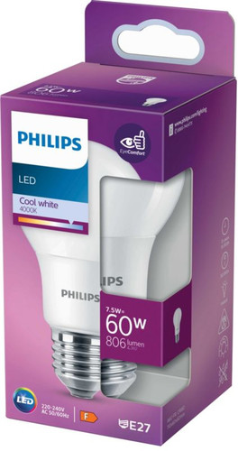 Philips LED Bulb A60 E27 806 lm 4000 K