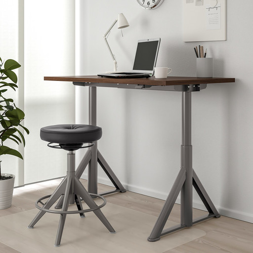 IDÅSEN Desk sit/stand, brown/dark grey, 120x70 cm