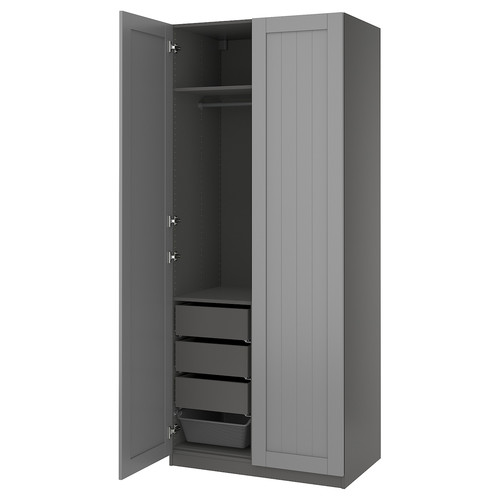 PAX / GULLABERG Wardrobe combination, dark grey/grey, 100x60x236 cm