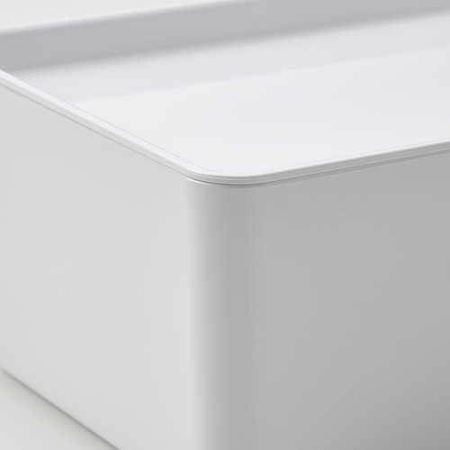 KUGGIS Box with lid, white, 18x26x8 cm