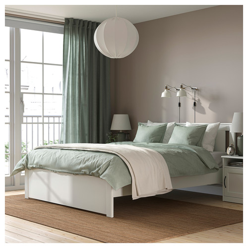SONGESAND Bed frame, white/Lindbåden, 140x200 cm