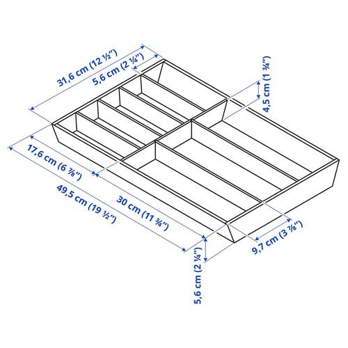 UPPDATERA Cutlery tray, light bamboo, 32x50 cm