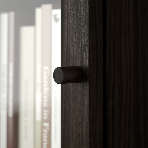 OXBERG Glass door, dark brown oak effect, 40x35 cm