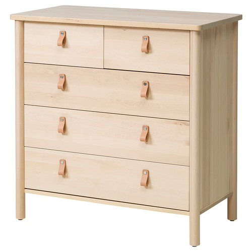 BJÖRKSNÄS Chest of 5 drawers, birch, 90x90 cm