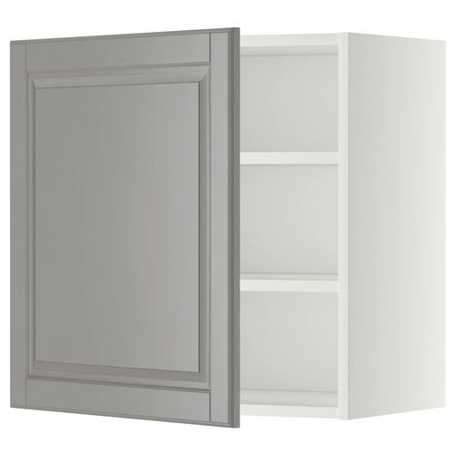 METOD Wall cabinet with shelves, white/Bodbyn grey, 60x60 cm