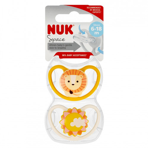 NUK Space Soother Pacifier 6-18m 2pcs, pink/blue