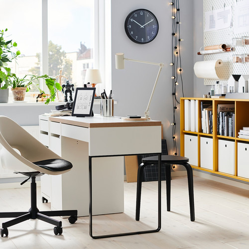 MICKE Desk, white, anthracite, 105x50 cm