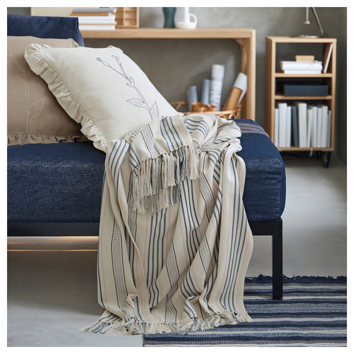 ÅKERNEJLIKA Throw, multicolour, neutrals tassel, 110x170 cm