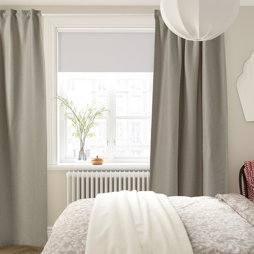 ANNAKAJSA Room darkening curtains, 1 pair, light grey, 145x300 cm