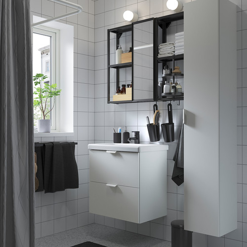 ENHET Bathroom, anthracite/white, 64x43x65 cm