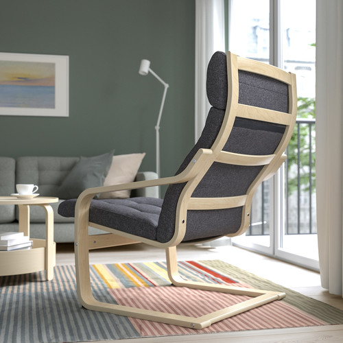 POÄNG Armchair, birch veneer/Gunnared dark grey