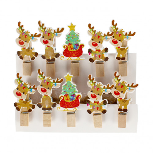 Christmas Decorative Clips Reindeers 10pcs