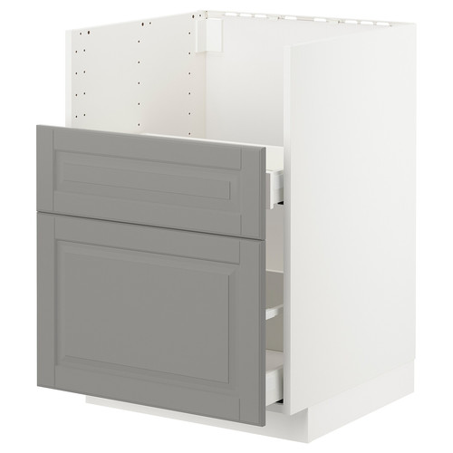 METOD Bc f BREDSJÖN sink/2 fronts/2 drws, white, Bodbyn grey, 60x60 cm