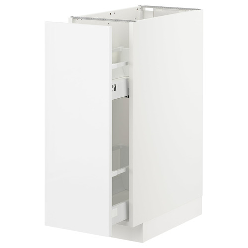 METOD Base cabinet/pull-out int fittings, white, Ringhult high-gloss white, 30x60 cm