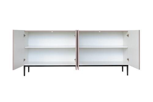 Four-Door Cabinet Nicole 200cm, antique pink, black legs