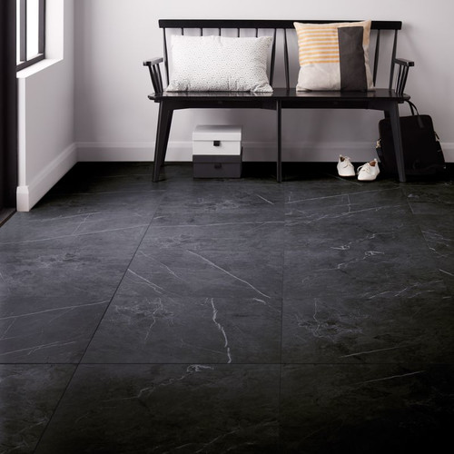 Gres Floor Tile Ultimate Marble GoodHome 59.5 x 59.5 cm, matt black, 1.06 sqm