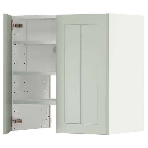 METOD Wall cb f extr hood w shlf/door, white/Stensund light green, 60x60 cm