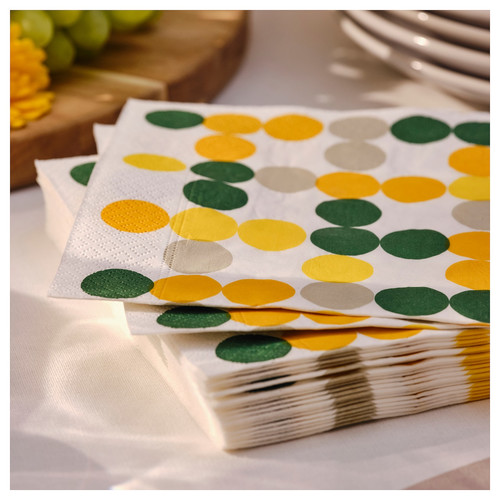 BRÖGGAN Paper napkin, dot pattern multicolour, 33x33 cm