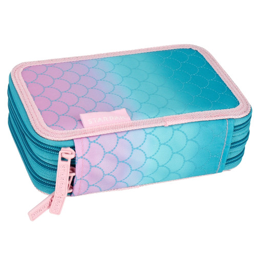 Pencil Case with 3 Zippers & School Accessories Ombre Mermaid