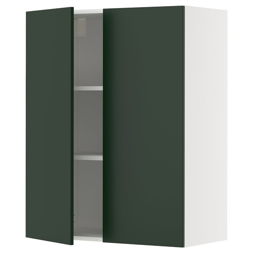 METOD Wall cabinet with shelves/2 doors, white/Havstorp deep green, 80x100 cm