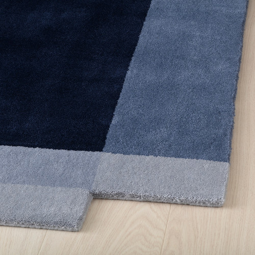 GNETGRÄS Rug, low pile, dark blue/handmade, 200x300 cm