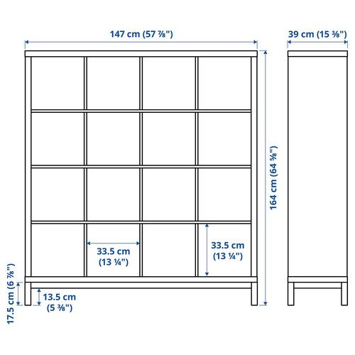 KALLAX Shelving unit with underframe, white/white, 147x164 cm