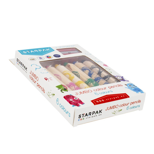 Starpak Jumbo Colour Pencils 6pcs + Sharpener