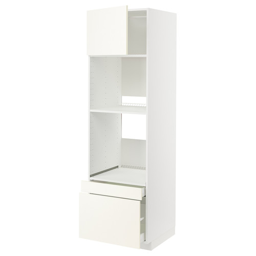 METOD / MAXIMERA Hi cab f ov/combi ov w dr/2 drwrs, white/Vallstena white, 60x60x200 cm