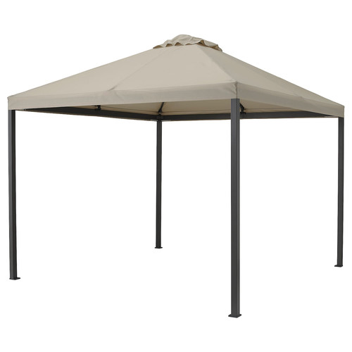 HIMMELSÖ Gazebo, dark grey, grey-beige, 300x300 cm