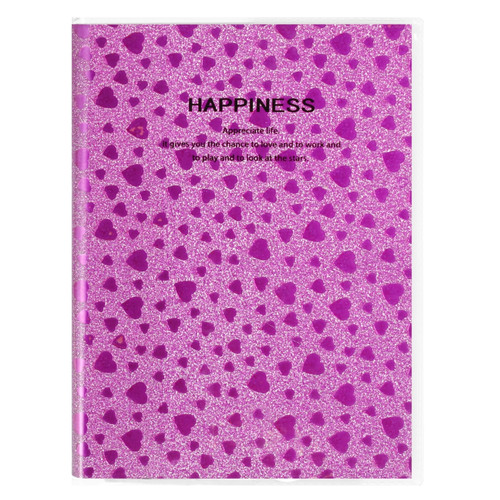 Notebook Diary A7 80 Sheets Glitter Happiness, 1pc, assorted colours