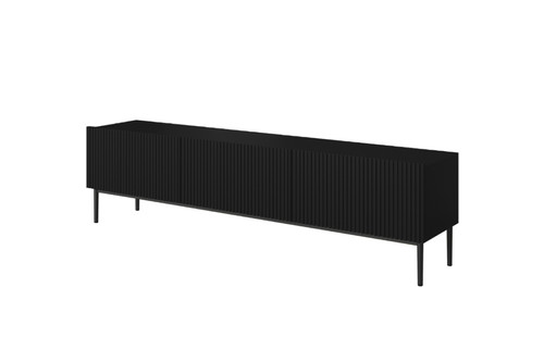 TV Cabinet Nicole 200 cm, matt black, black legs