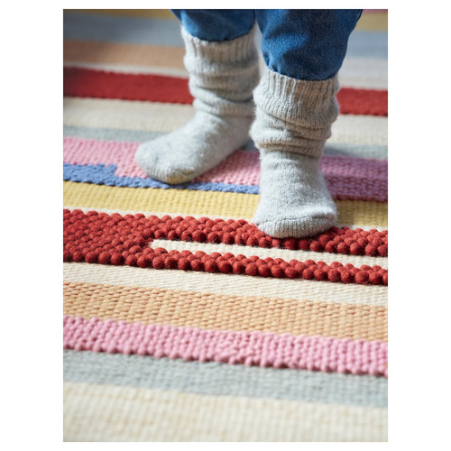 BRÖNDEN Rug, low pile, handmade multicolour/red, 170x240 cm