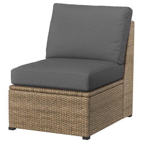 SOLLERÖN Seat section for modular sofa, outdoor brown/Frösön/Duvholmen dark grey