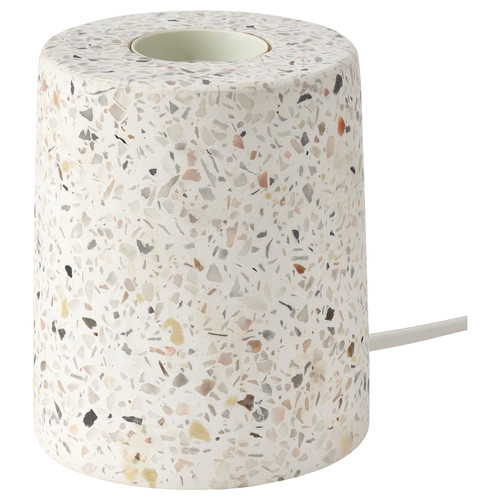 LERSKIFFER Table lamp, terrazzo effect, white, 11 cm