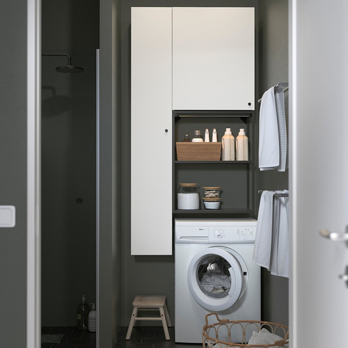 ENHET Storage combination for laundry, anthracite, white, 90x30x180 cm
