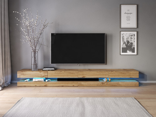 TV Wall-mounted Cabinet Fly Double LED, wotan oak