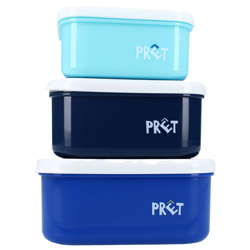 Pret Snack Box Set Lunch Box 3in1 Dino Navy