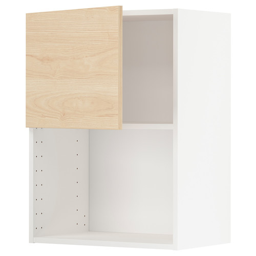 METOD Wall cabinet for microwave oven, white/Askersund light ash effect, 60x80 cm