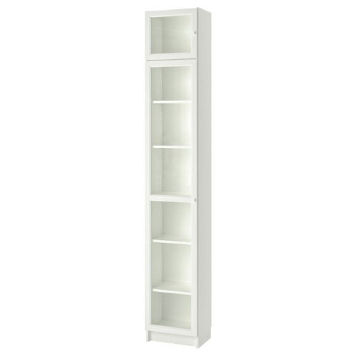 BILLY / OXBERG Bookcase with glass door, white, glass, 40x30x237 cm