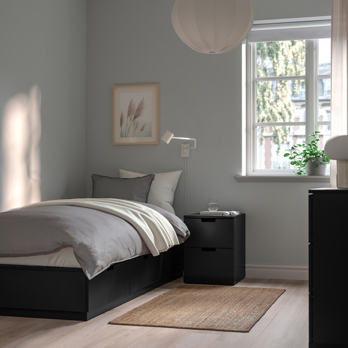 NORDLI Bed frame with storage and mattress, anthracite/Åkrehamn firm, 90x200 cm