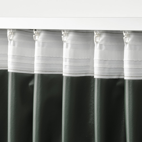 ROSENMANDEL Block-out curtains, 1 pair, dark green, 135x300 cm