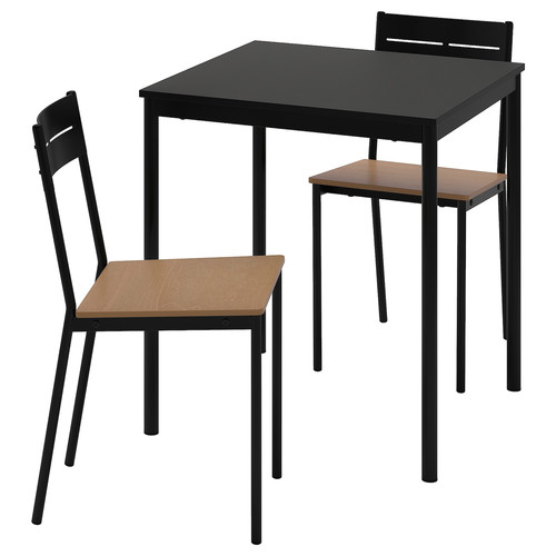 SANDSBERG / SANDSBERG Table and 2 chairs, black/black, 67x67 cm