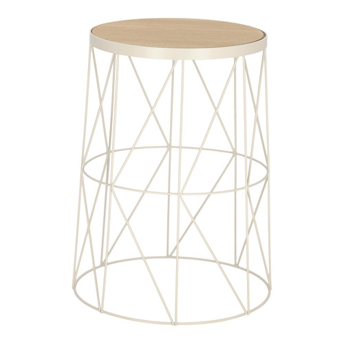 Side Table Bedside Table Rack, round, white