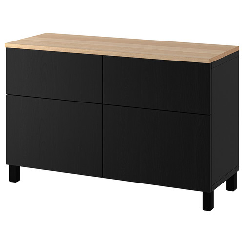 BESTÅ Storage combination w doors/drawers, black-brown/Lappviken/Stubbarp black-brown, 120x42x76 cm