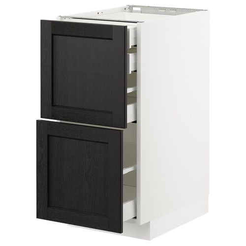 METOD/MAXIMERA Base cb 2 frnts/2 low/1 md/1 hi drw, white/Lerhyttan black stained, 40x61.9x88 cm