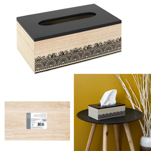 Tissue Box Tis, black/natural