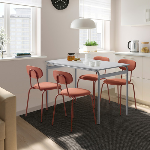 GRÅSALA / ÖSTANÖ Table and 4 chairs, grey/Remmarn red-brown, 110 cm