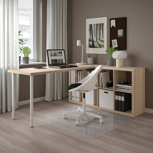 KALLAX / LAGKAPTEN Desk combination, white/white stained oak effect, 77x179x147 cm