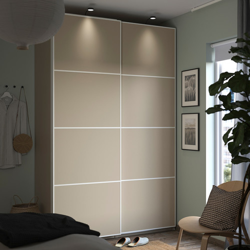PAX / MEHAMN Wardrobe, beige/double sided beige, 150x66x236 cm