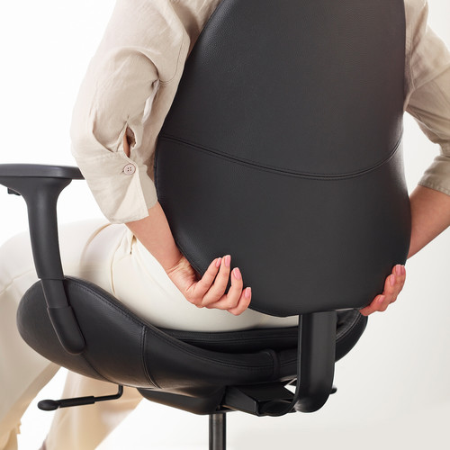 HATTEFJÄLL Office chair with armrests, Smidig black/black
